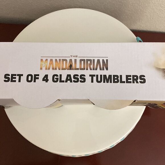 Star Wars The MANDALORIAN glass tumblers NIB NEW IN BOX Disney 16oz each - Picture 6 of 7